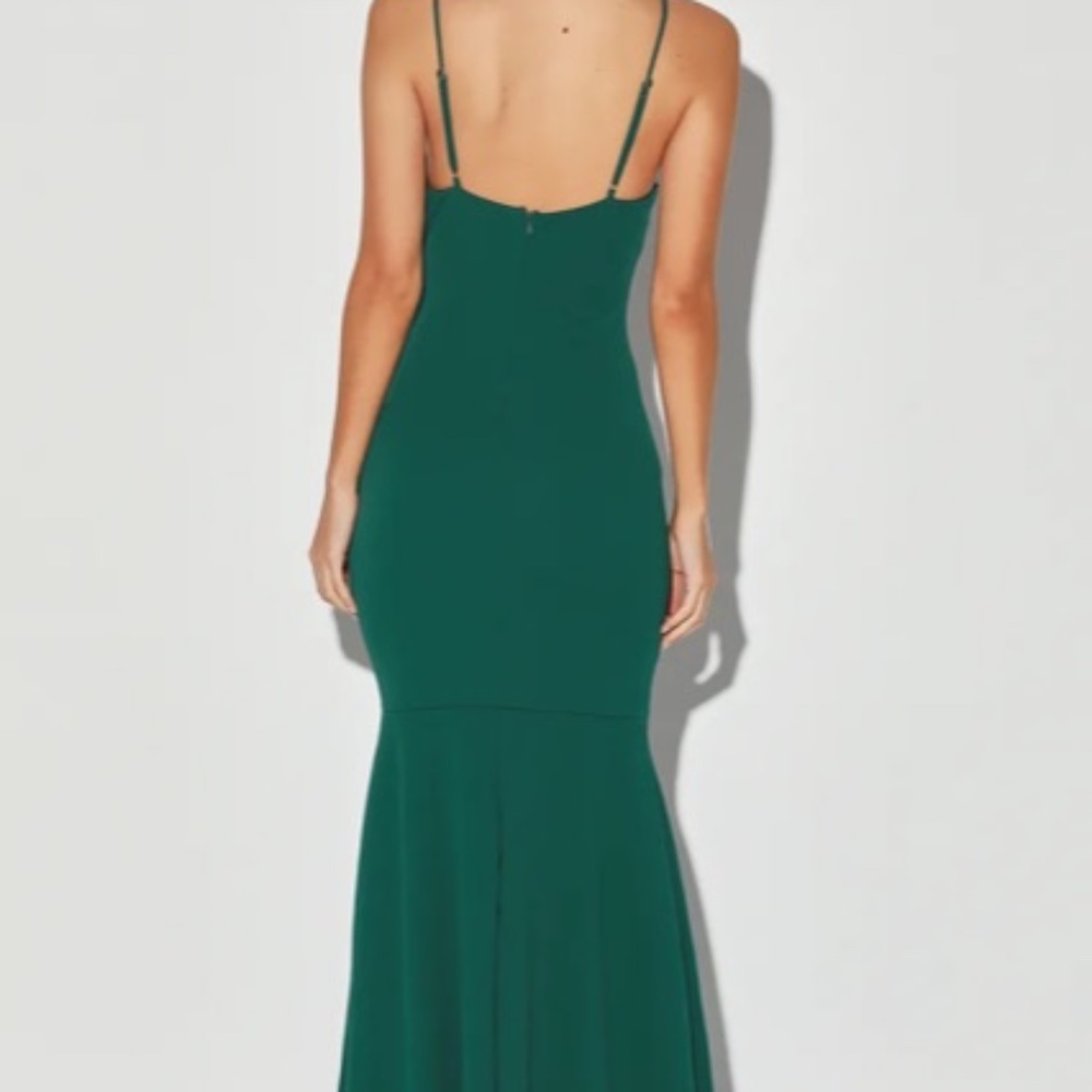 Lulus Tier and There Hunter Green Tiered Trumpet Hem Maxi Dress